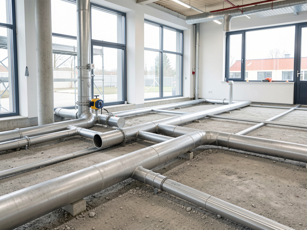 Verlegung von Rohren für die Fernwärmeleitung