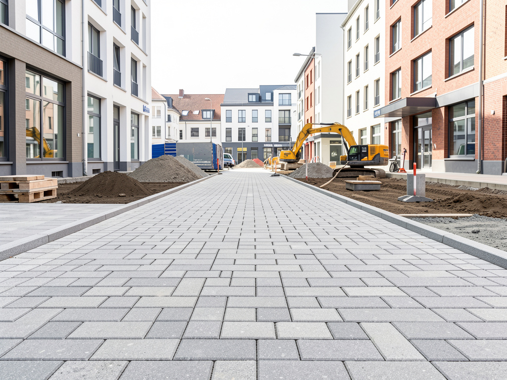 Präzise Pflasterarbeiten im städtischen Bereich